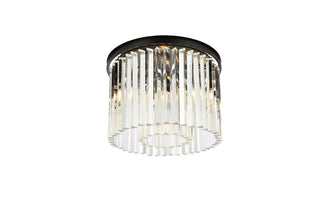 Sydney 6 light Matte Black Flush Mount Clear Royal Cut Crystal