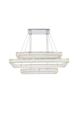 Monroe 50 inch LED triple rectangle pendant in chrome