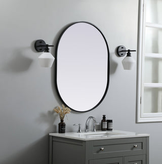 Metal Frame Oval Mirror 27x36 Inch in Black