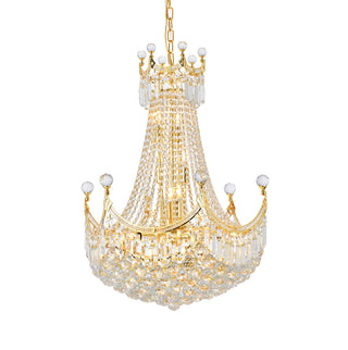 Corona 15 light Gold Chandelier Clear Royal Cut Crystal