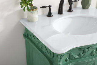 27 inch Single Bathroom vanity in vintage mint with ivory white engineered marble