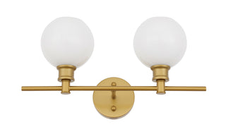 Collier 2 light Brass and Frosted white glass Wall sconce