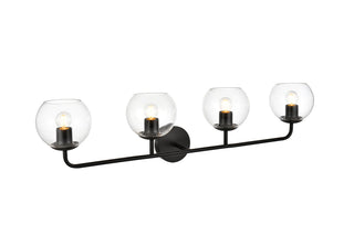 Genesis 4 light Black and Clear Bath Sconce