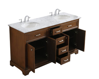 60 In. Double Bathroom Vanity Set In Teak