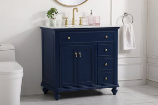 36 inch Single bathroom vanity in blue