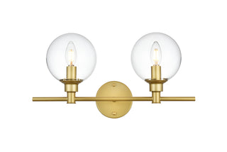 Jaelynn 2 light Brass and Clear Bath Sconce