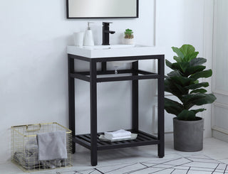 24 inch Single Bathroom Metal Vanity in Black