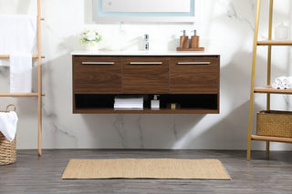 48 inch Single bathroom vanity in walnut with backsplash