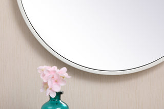 Metal frame round mirror with decorative hook 18 inch in White