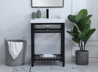 24 inch Single Bathroom Metal Vanity in Black