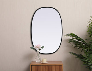 Metal Frame Oval Mirror 20x30 Inch in Black