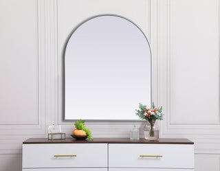 Metal Frame Arch Mirror 30x36 Inch in Silver