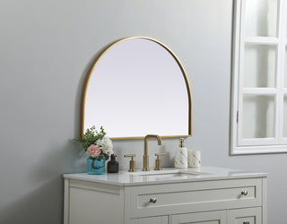 Metal Frame Arch Mirror 33x24 Inch in Brass