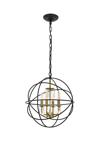 Wallace 4 light Matte Black and Brass Pendant