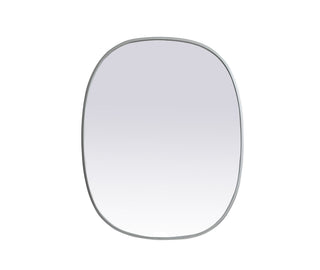 Metal Frame Oval Mirror 24x30 Inch in Silver