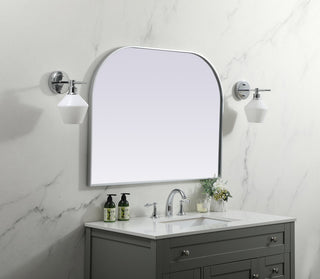 Metal Frame Arch Mirror 40x30 Inch in Silver