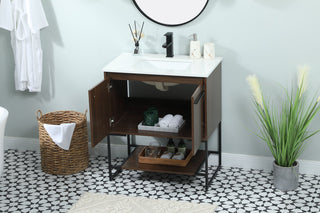 30 inch Single bathroom vanity in walnut