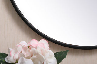 Metal frame round mirror with decorative hook 18 inch in Black