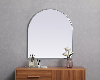 Metal Frame Arch Mirror 33x36 Inch in Silver