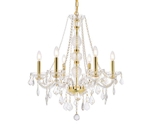 Verona 6 light Gold Chandelier Clear Royal Cut Crystal