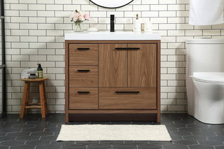 36 inch Single bathroom vanity in walnut brown