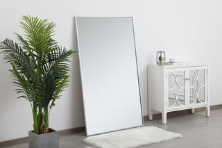 Metal frame rectangle mirror 36 inch in silver