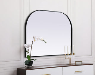 Metal Frame Arch Mirror 42x30 Inch in Black