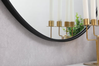 Metal frame round mirror 39 inch in Black