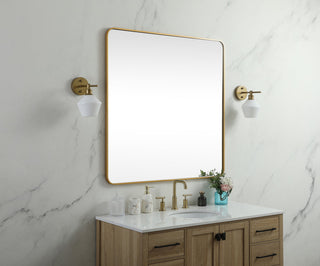 Soft corner metal square mirror 48x48 inch in Brass