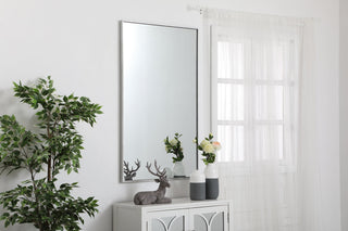 Metal frame rectangle mirror 30 inch in silver