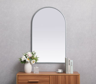 Metal Frame Arch Mirror 22x36 Inch in Silver