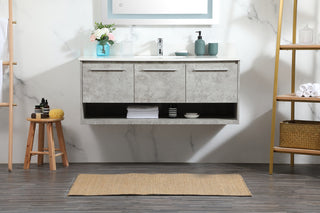 48 inch Single bathroom vanity in concrete grey with backsplash