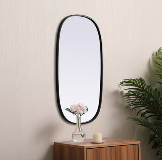 Metal Frame Oval Mirror 20x36 Inch in Black