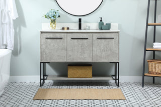 48 inch Single bathroom vanity in concrete grey with backsplash