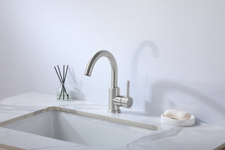 Louis Single Hole Single Handle Bathroom Faucet in Brushed Nickel