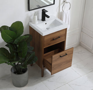 18 inch bathroom vanity in walnut brown