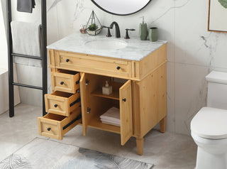 36 inch Single bathroom vanity in natural wood