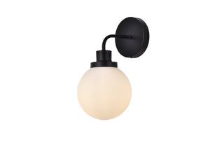 Hanson 1 light bath sconce in black with frosted shade