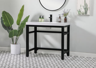 36 inch ADA compliant Single bathroom metal vanity in black