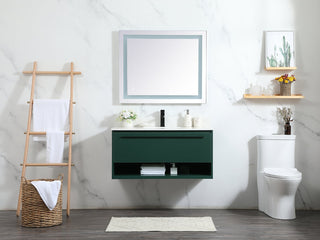 40 inch Single bathroom vanity in green with backsplash