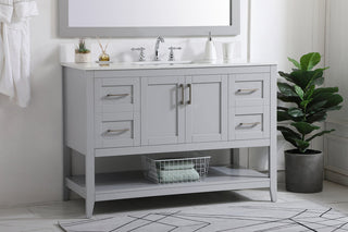 48 inch Single Bathroom Vanity in Grey with Backsplash