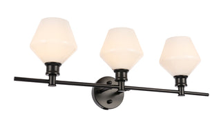 Gene 3 light Black and Frosted white glass Wall sconce