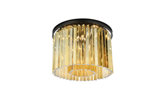 Sydney 6 light Matte Black Flush Mount Golden Teak (Smoky) Royal Cut Crystal