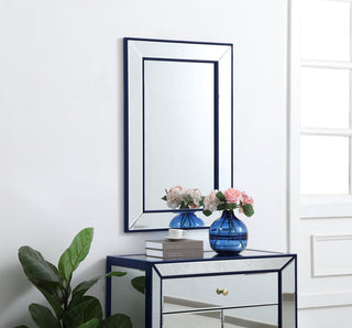 Iris beaded mirror 36 x 24 inch in blue