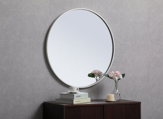 Metal frame round mirror 28 inch in White