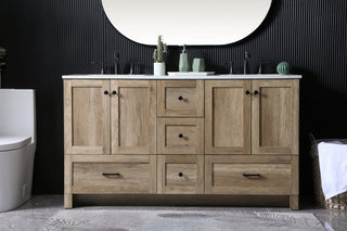 60 Inch Double Bathroom Vanity In Natural Oak