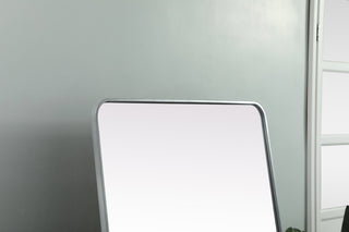 Soft Corner Metal Rectangle Full Length Mirror 32x72 Inch in Silver