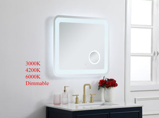 Lux 27in x 30in Hardwired LED mirror with magnifier and color changing temperature 3000K/4200K/6000K