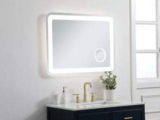 Lux 27in x 36in Hardwired LED mirror with magnifier and color changing temperature 3000K/4200K/6000K