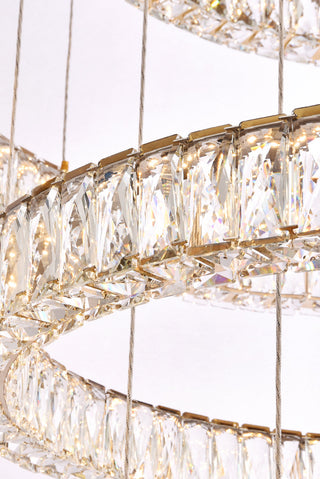 Monroe 40 inch LED seven ring chandelier in gold